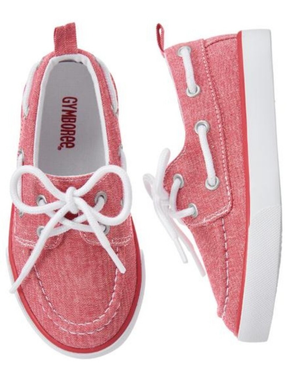Like New: Gymboree Kids' Red Canvas Lace-Up Boat Shoes